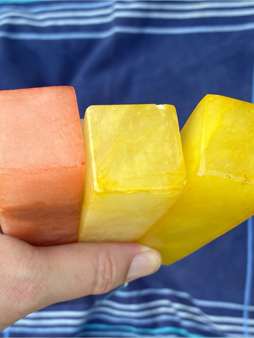 Three-Piece Quartz Handle Cheese Serving Knife Set - Yellow & Orange